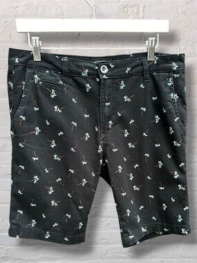 Bluenotes Palm Tree Chino Shorts Black Flat Front Men’s 30